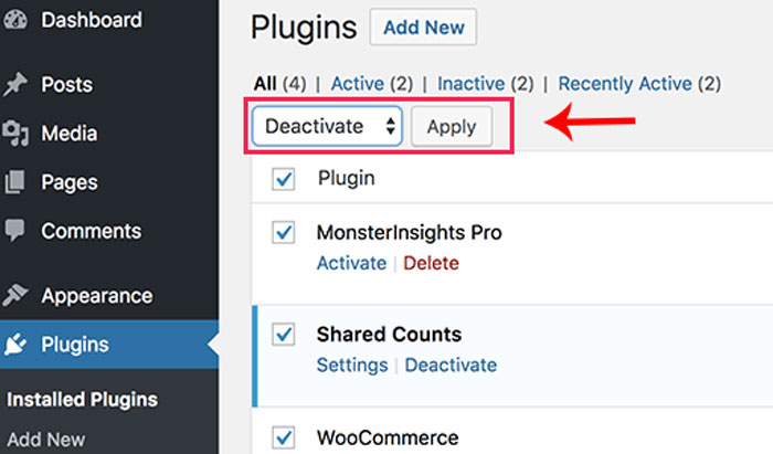 غیر فعال کردن افزونه ها جهت رفع مشکل کار نکردن دکمه افزودن پرونده چند رسانه ای