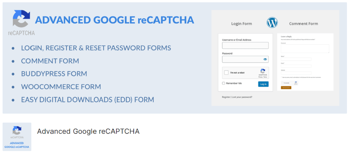 افزونه Advanced Google reCAPTCHA