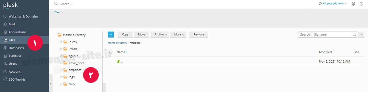 مدیریت فایل plesk