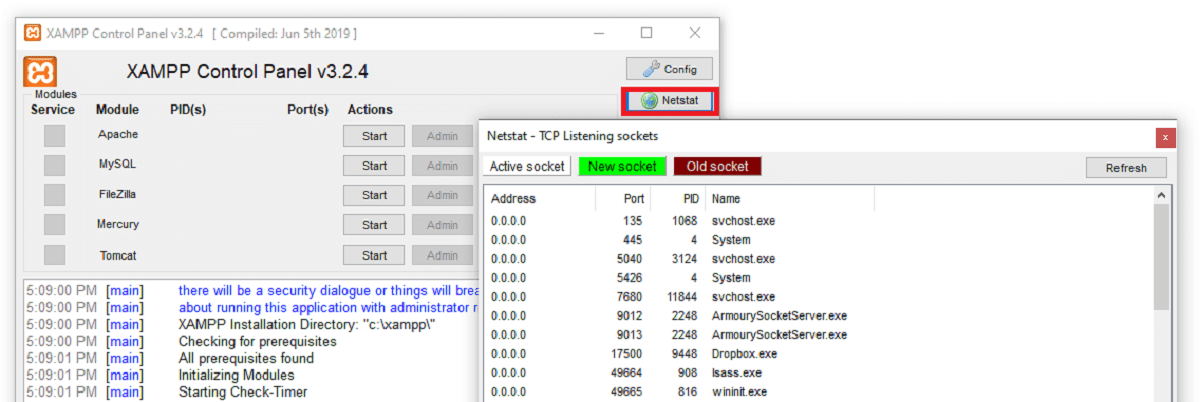 خطای تداخل پورت Apache