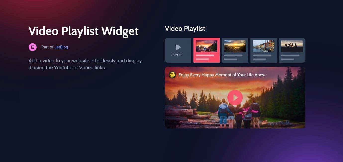 ویجت Video Playlist از Crocoblock jetblog