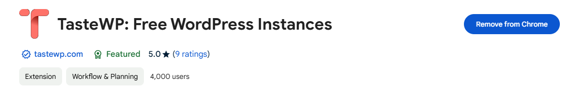اکستنشن گوگل کروم TasteWP