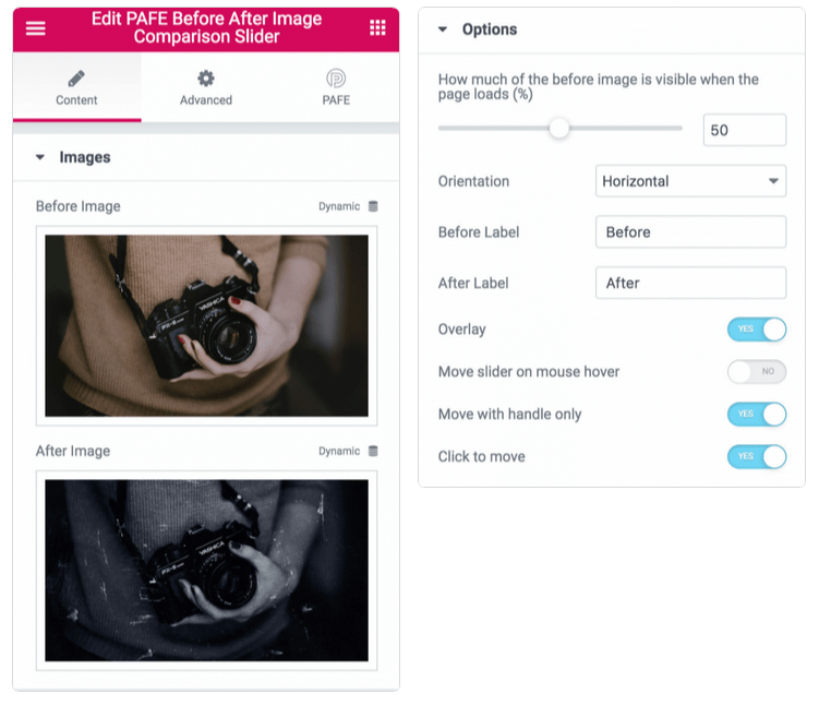 نمایش تصاویر قبل و بعد با افزونه Piotnet addons