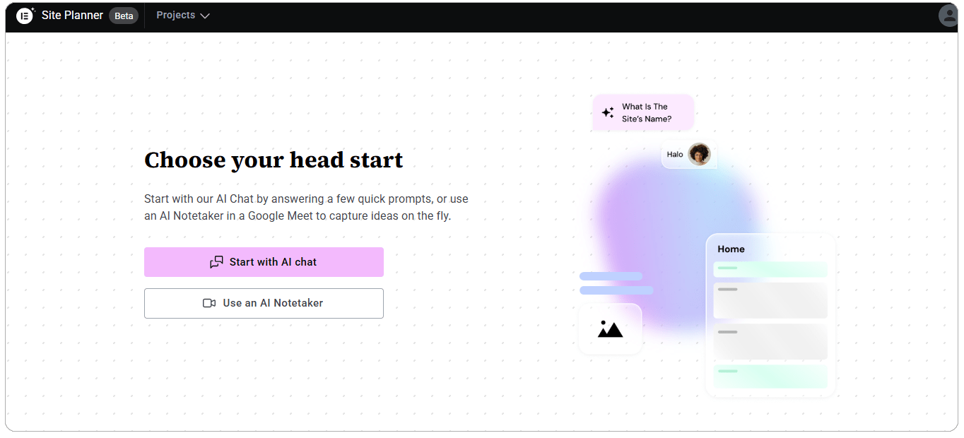 کار با ابزار Ai site planner