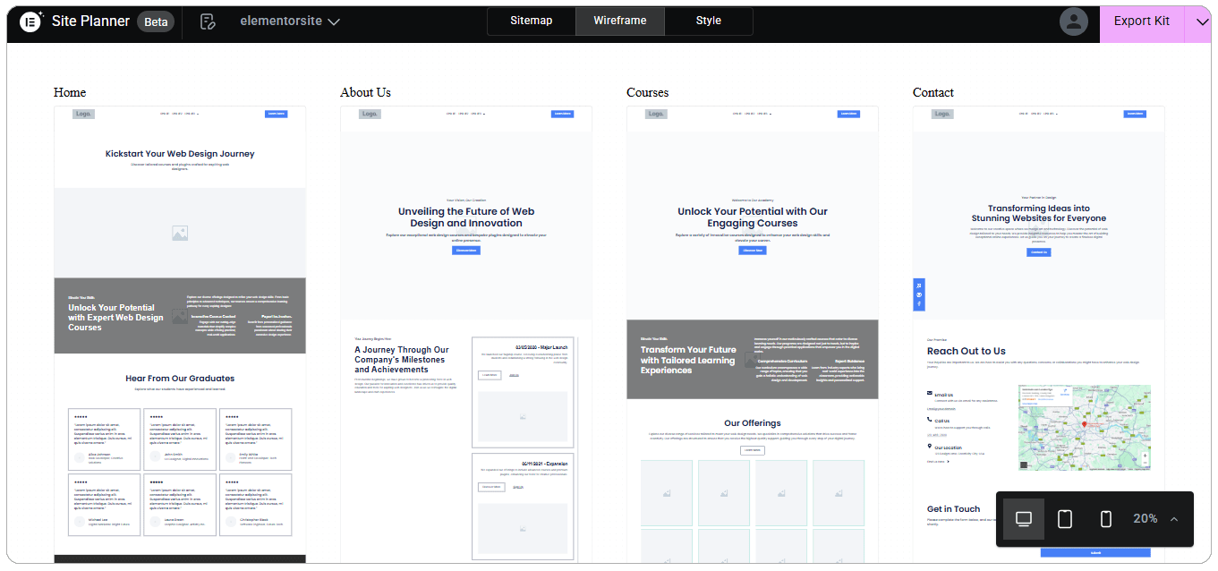 کار با ابزار Ai site planner