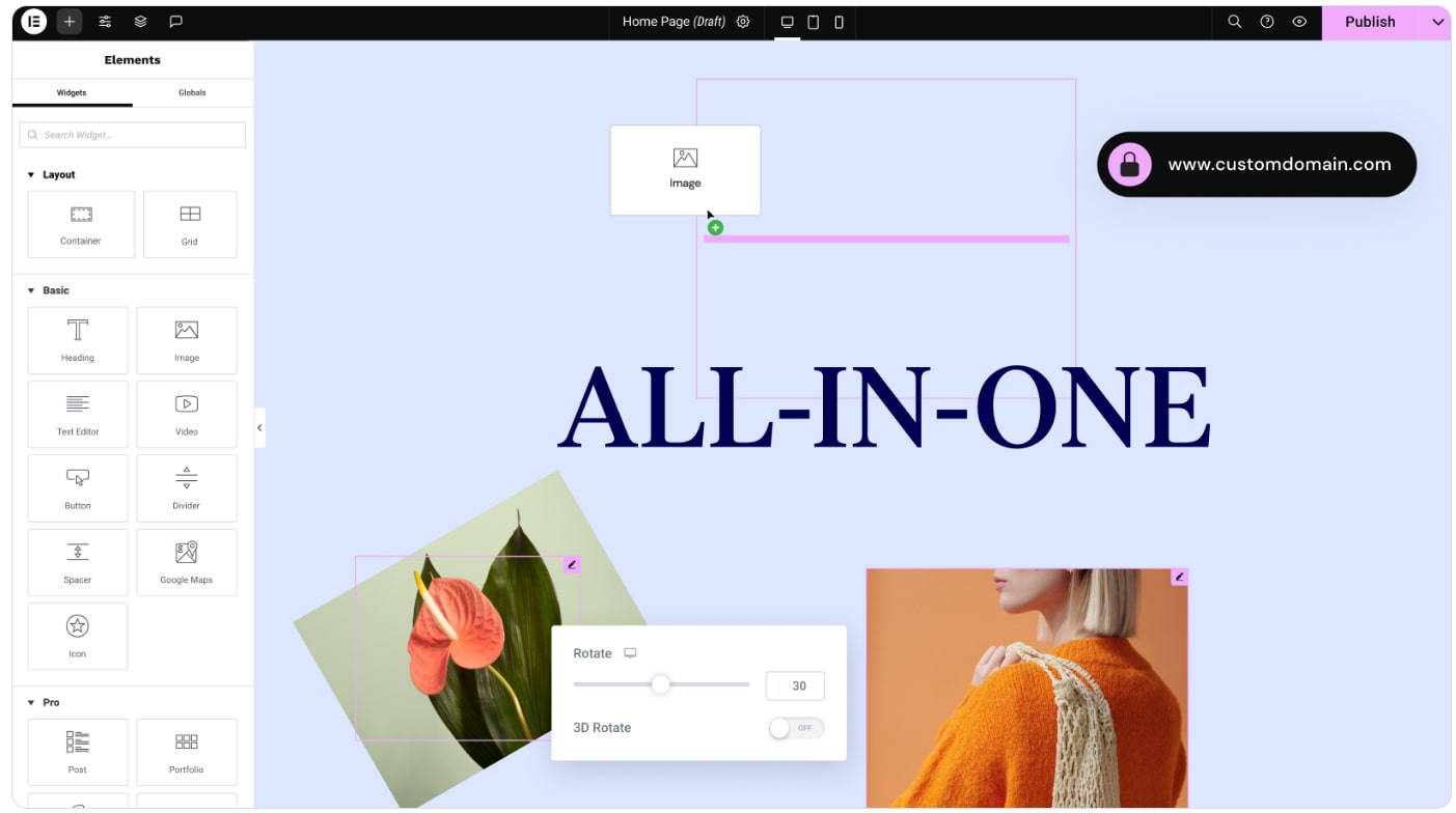 ویرایشگر کاملا تصویری و استفاده از drag & drop