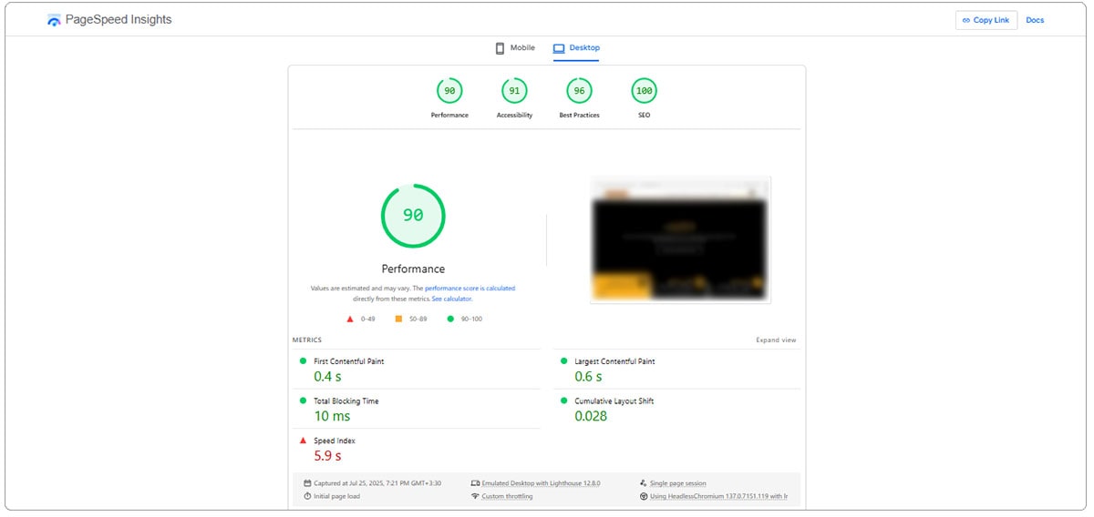 ابزار PageSpeed Insights