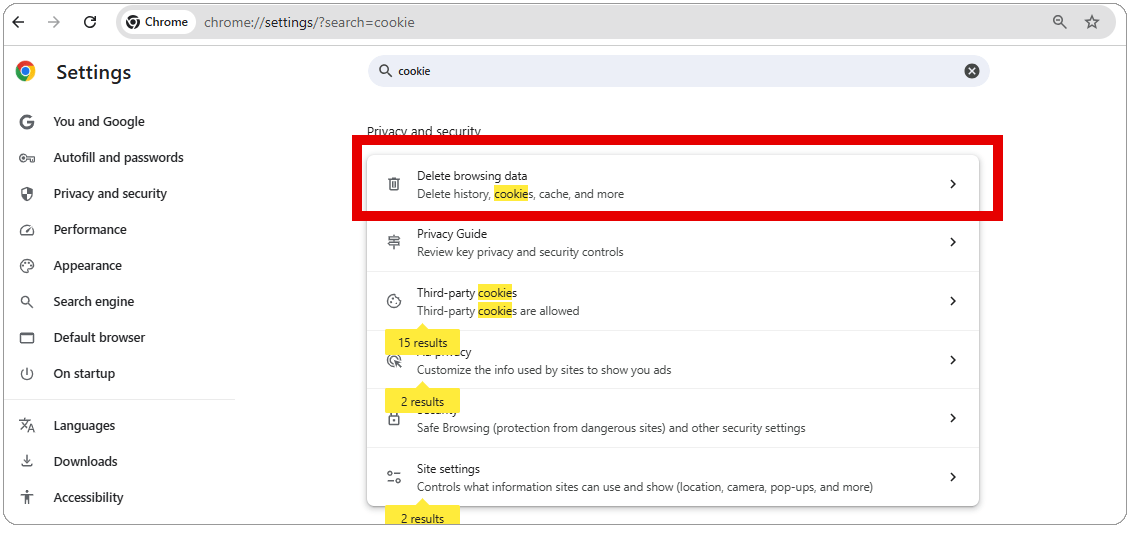 رفرش صفحه و پاک کردن کش (cache) و کوکی ها: