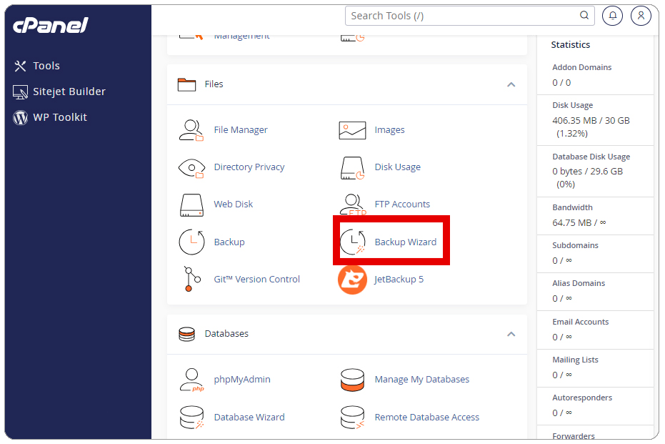 بکاپ گیری در هاست سی پنل