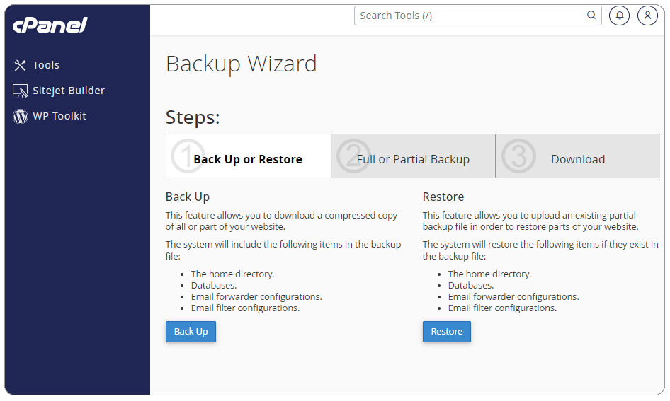 بکاپ گیری در هاست سی پنل