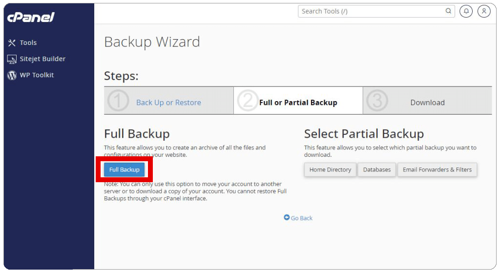بکاپ گیری در هاست سی پنل