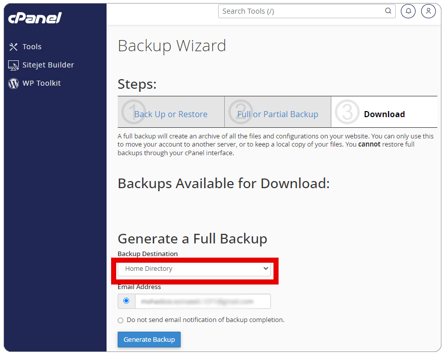 بکاپ گیری در هاست سی پنل
