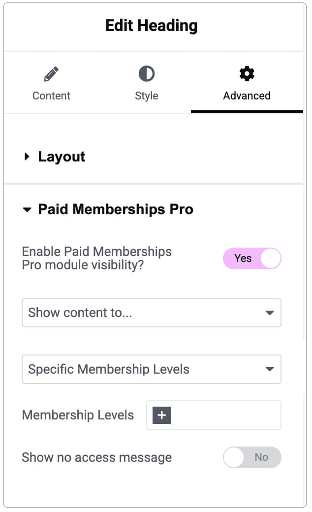 سازگاری با المنتور افزونه Paid Memberships Pro