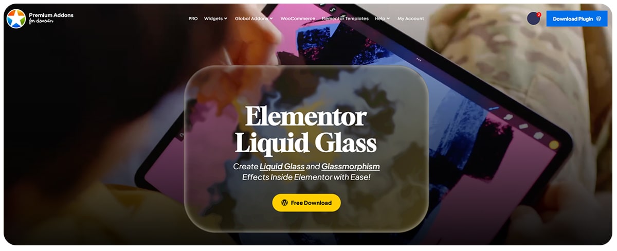 افزونه Liquid Glass از Premium Addons