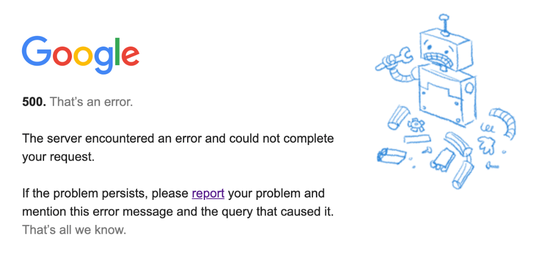 تعریف ارور 500 از نظر سرور