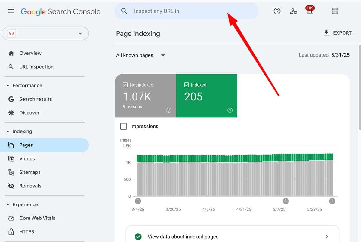 ابزار URL inspector در سرچ کنسول