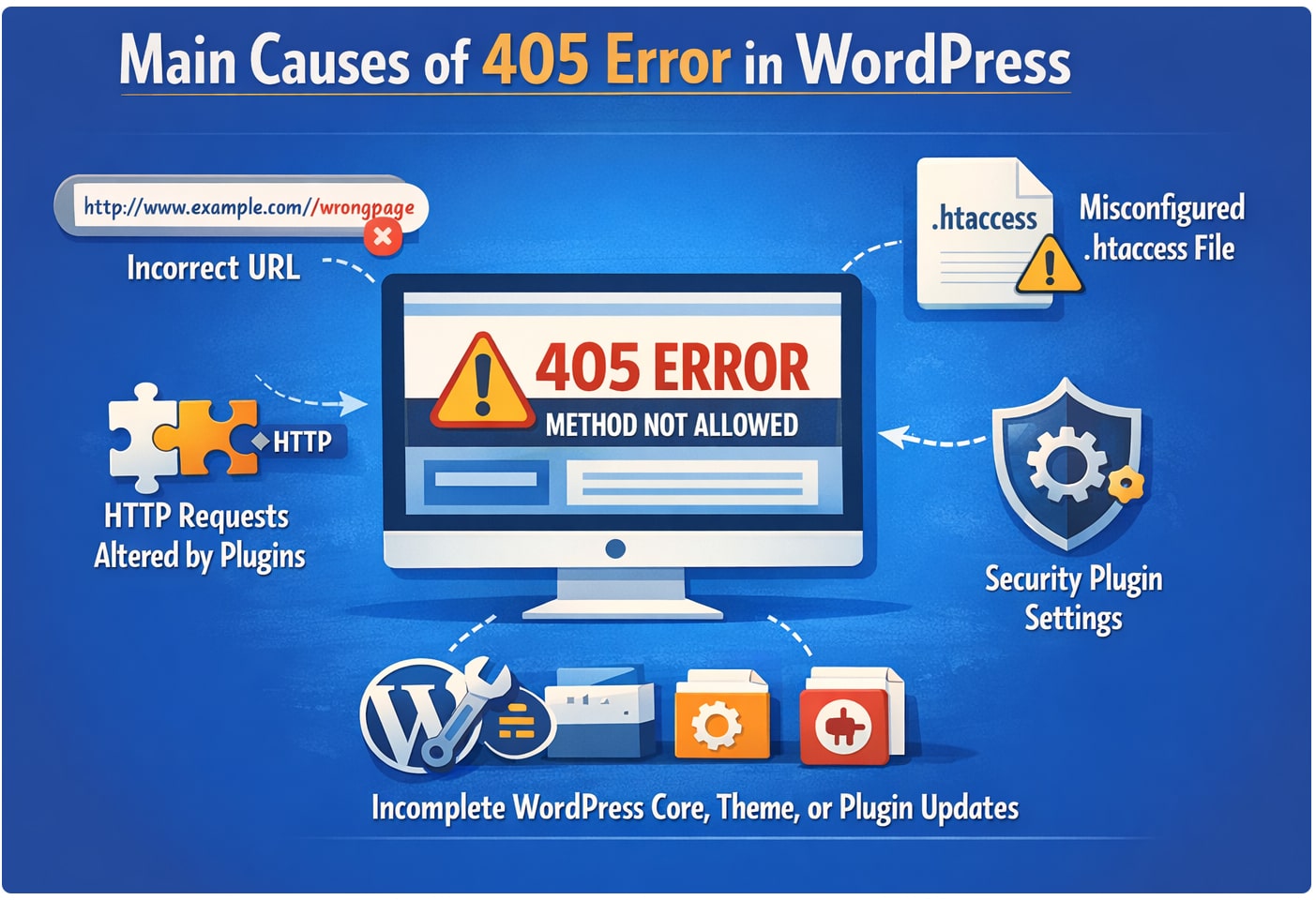 دلایل اصلی بروز خطای 405 در وردپرس