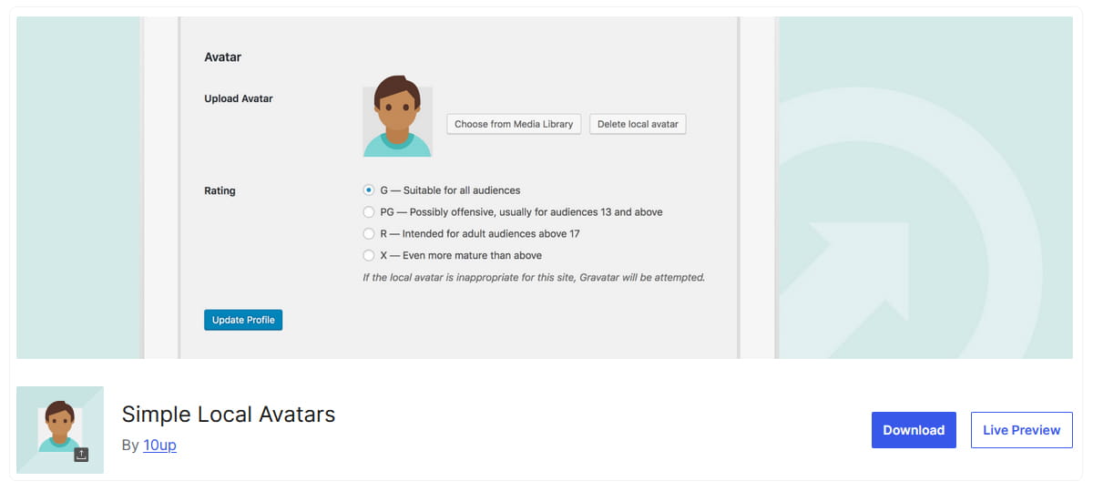 افزونه Simple Local Avatars